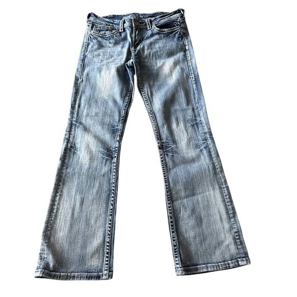 Cowgirl Tuff Co Jazzy 2 Womens 29x31 Denim Blue Jeans Rodeo Sequin Bling Bootcut - Picture 1 of 11